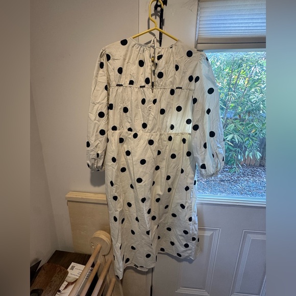 Who What Wear White Midi Dress with Black Polka Dots - Picture 2 of 2